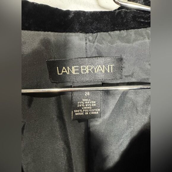Lane Bryant Black Velvet 3/4 sleeve Portrait shawl collar Jacket Sz 28 - Picture 2 of 11